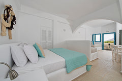 This suite features a bedroom with a white built-in bed, a modern hand-crafted b Greece Family Suite by Alizea Villas Room in hotel vacation rental 5795341