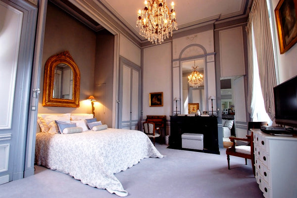 Le château Peyronnet est une propriété privée située en bordure de Garonne à Sai  Château Peyronnet - Chambre Grise Private room in castle vacation rental 20020788