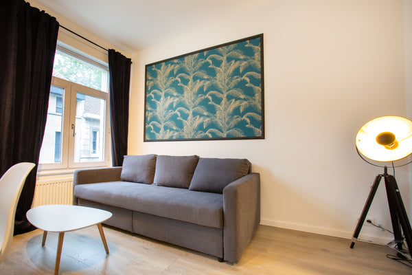 The apartment is furnished with a double bed in the bedroom, an equipped kitchen Brussels, Belgium 1 bedroom apartment -EU quarter Entire rental unit vacation rental 715859678594394981