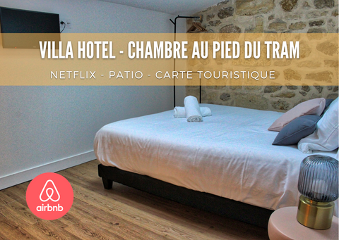 Durant votre séjour, votre confort est notre priorité!<br /><br />- Entrée auton Bordeaux, France Hôtel Ornano n°8- Chambre et SDB - Clim et Tram Room in hotel vacation rental 754274194613012625