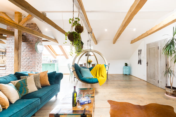 Curl up on the velvet sofa in this peaceful, designer space just a stone's throw Prague, Czechia Chill in a Hanging Chair at an Old Town Bohemian Loft Entire rental unit vacation rental 13110829