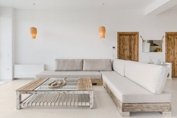 The home's Mediterranean style interior showcases a wood-and-white aesthetic, be Chania, Greece Rustic Minimalist Home with Outdoor Pool Entire home vacation rental 29322736