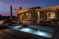 The seductive,brand new house is a luxurious heaven for tranquil repose, The Myc Greece Villa Kele-AG Villas-Gym- outdoor jacuzzi Earthen home vacation rental 24672031
