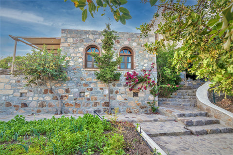 A traditional stone built studio situated on the top of a hill, overlooking the  Greece Blue Vista Patmos Villa Margarita studio Entire villa vacation rental 27424688