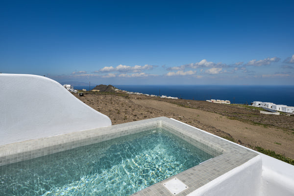 Boasting spectacular views over the Aegean Sea , 