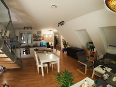 The flat with 76 sqm has an open layout, really sunny and calm. One bedroom, a l Vienna, Austria Sunny rooftop-apartment with great views Entire rental unit vacation rental 17259662