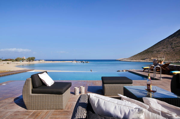 The first sight upon entering this villa is the breathtaking view across the inf Chania, Greece Into the sea...When the pool touches the sea... Entire villa vacation rental 50060501