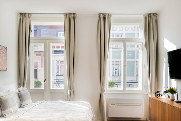 Brew an espresso in a crisp kitchenette to take onto the balcony with romantic v Libochovice, Czechia Charming River Apartment with Castle View from the Balcony Entire rental unit vacation rental 12987070
