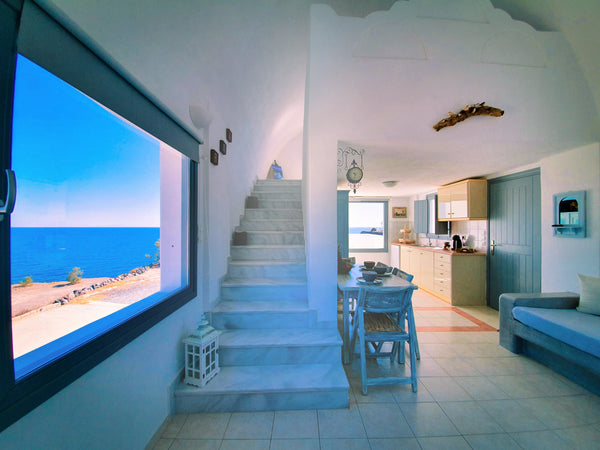 Cliff side house, above the beach, panoramic view and breathtaking sunrises!<br   Anatoli Beach House Cycladic home vacation rental 45080909