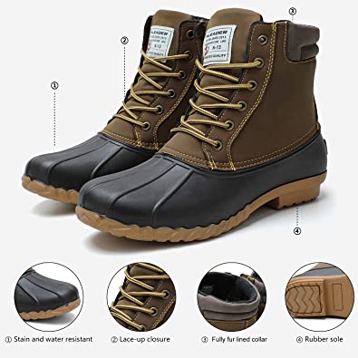 ALEADER Mens Duck Boot | Waterproof Shell | Fur Lined Insulated Winter Snow Boot
