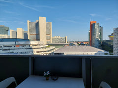 This apartment is located in one of the hightest residential buildings in Austri Vienna, Austria Sunrise View from private Terracce in Donau City Entire rental unit vacation rental 680128982063178835