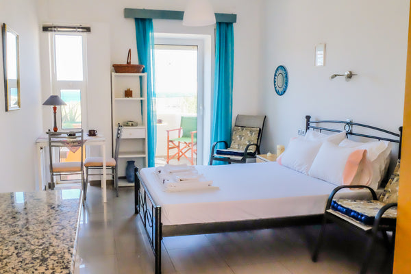 Enjoy the view of the sea, blossomed flowers and palm trees from your balcony. L Heraklion, Greece Seaview studio Entire rental unit vacation rental 20241561