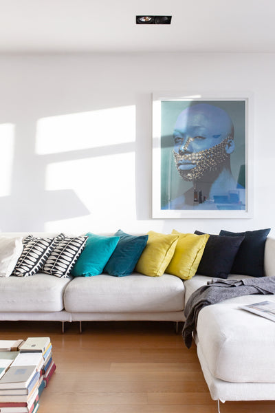 Admire the Roy Lichtenstein and other art prints of an apartment that's graced t Brussels, Belgium Minimalist Loft in Coveted Place du Chatelain Neighborhood Entire loft vacation rental 1047270
