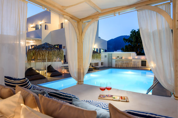 Traditional accommodation in Santorini-Perissa. We located near at the famous Bl Thera, Greece Aegeeis  - Front view Room in hotel vacation rental 13778396