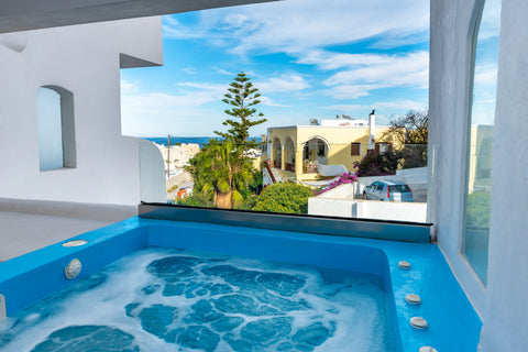A romantic first level suite,cleaned and heated outdoor private jacuzzi with sea Greece Τhe Muse 11-Suite_outdoor jacuzzi_seaview Entire rental unit vacation rental 35075216