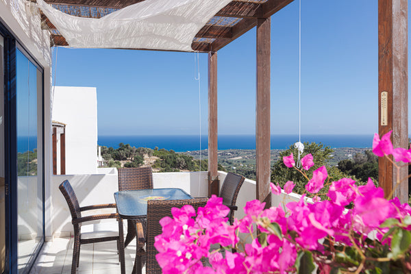 In a small complex of white houses on a cliff, you will find this beautiful, mod Rethimnon, Greece Anatoli 3-Holiday home in Plakoti Village Entire home vacation rental 46669490