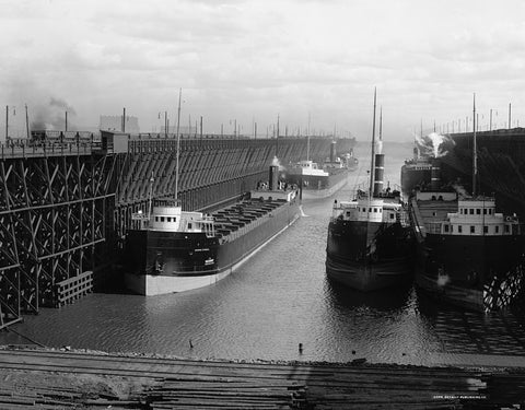 Duluth Vintage Port Image. Duluth Ore Docks Photo black and white. Old Photo of Duluth Sea Port. Duluth Boats and Ships. Vintage Boat Images. Duluth Ore Capital Photography