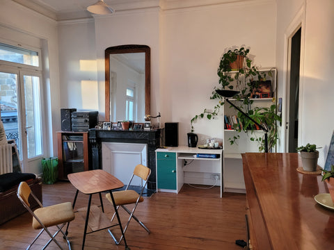 Chambre privée séparée avec 1 lit double, une salle de bain privée et un petit b Paris, France Logement 1-2 personnes en centre ville. Private room in rental unit vacation rental 7705431