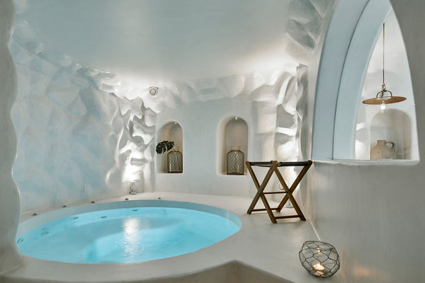 Inviting you into its sophisticated interiors, where the traditional Cycladic de  Winery Hotel 1870-Superior Suite with Indoor Hot Tub Room in hotel vacation rental 44328399