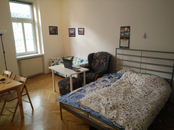You can have a big room, full of light, with a double bed, dining table and an e Vienna, Austria Spacious room with a big dining table Private room in rental unit vacation rental 18116559
