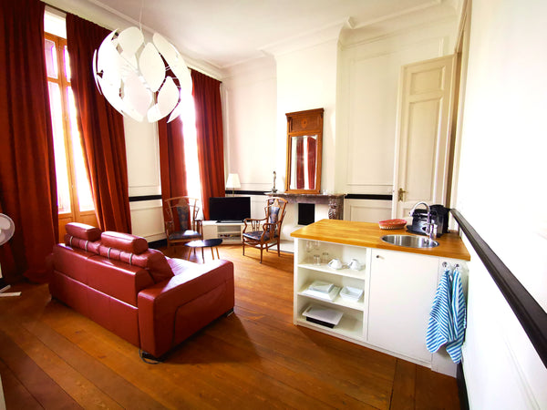 Appartement HORTA , Hall d'entrée, pièce principale avec Kitchinette, salon tv e Brussels, Belgium Appart HORTA dans maison de maître centre ville Entire condo vacation rental 43419795