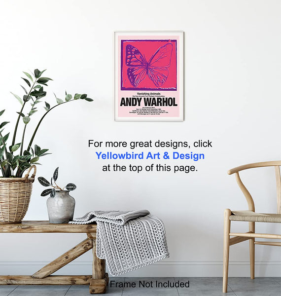 Andy Warhol Wall Art & Decor - Gallery Wall Art - Pop Art - Modern Wall Art - Contemporary Wall Art - Museum Poster - Pink Butterfly Picture Print - Living Room, Bedroom - Women, Housewarming Gift stock photos Pixarik