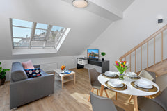 My apartment in Vinohrady is without doubt situated in one of the best locations Prague, Czechia Penthouse with A/C&terrace, 2mins to city center Entire loft vacation rental 34237181