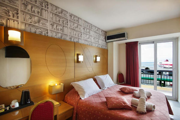 Opening to a balcony with views of Heraklion Port, this modernly decorated room   Life Hotel Double Sea View 