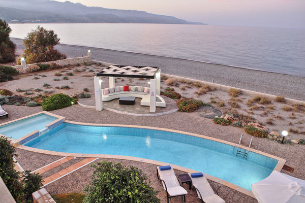 Villa Aquamarine is located by the sea, in the resort region of Chania on the is Rethimnon, Greece Beachfront villa with private pool,ping-pong & BBQ Entire villa vacation rental 619898945528094726