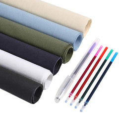 6 Pieces Fabric for Embroidery, Including 6 Colors Embroidery Fabric 5 Colors Water-Soluble Pens for Embroidery Projects and Upholstery Decoration, 11.8 by 11.8-Inch