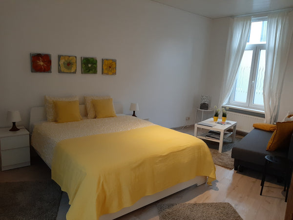 The accomodation is very near (5 min by walking) to Dampoort  train & bus statio  The Yellow Room Private room in home vacation rental 39056583