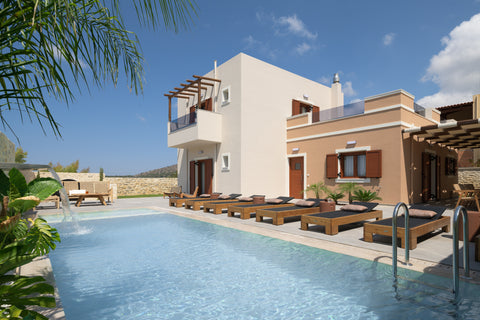 A study in contemporary minimalist design, a fusion of wood, glass and stone com Greece Jasmine Villa, with curated design! Entire villa vacation rental 714318198639287269