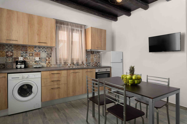 Electra apartment has a full equipped kitchen a greek traditional queen size bed Rhodes, Greece Aapartment Electra 4 Entire rental unit vacation rental 37176731