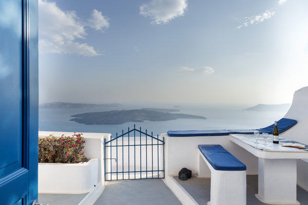 ''Stairways to heaven, balcony to the sea..''Od. Elitis.<br />Andrea's property  Athens, Greece Andreas Cultural Cave House Imerovigli, Santorini Cave vacation rental 26035079