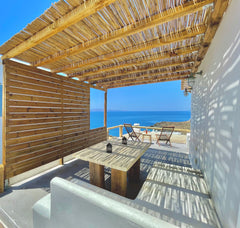The house is located in a peaceful small beach with gorgeous view to Aegean Sea  Pireas, Greece "THEA" 360 Terrace (Beachfront, WiFi-100 Mbps) Cycladic home vacation rental 19755677