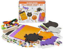 Kid Made Modern, Halloween Craft Kit - Decorate your own bats, pumpkins, cats, spiders with stickers, googly eyes, pom poms, glitter and more!