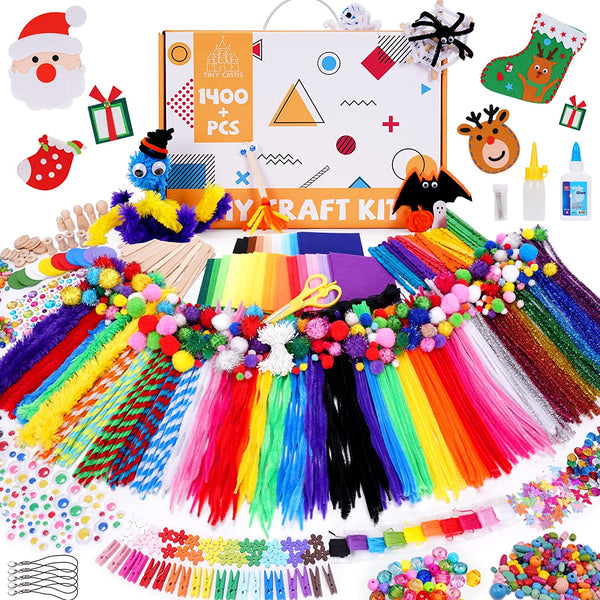 Tiny Castle 1400+ Piece Creative Art and Craft Supplies for Kids | DIY Art Supply Kit for Toddler Girls and Boys | All in One Gift Craft Box School Kindergarten Homeschool Activities