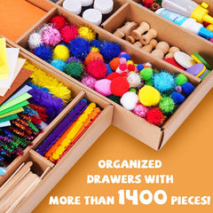 Tiny Castle 1400+ Piece Creative Art and Craft Supplies for Kids | DIY Art Supply Kit for Toddler Girls and Boys | All in One Gift Craft Box School Kindergarten Homeschool Activities