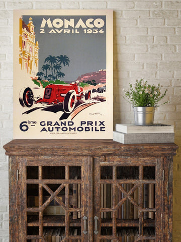 vintage car wall art. 1934 Monaco Grand Prix Poster, Race Fan Gift, Fine Art Print, Formula 1 racing poster print, Wall Decor. Vintage auto photo, Classic Car pictures, Old Vehicle collection photos. Vintage Images.. Big Canvas Prints. Antique Car